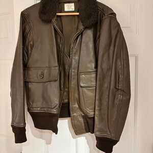 Navy Leather Flight Jacket, Type G-1